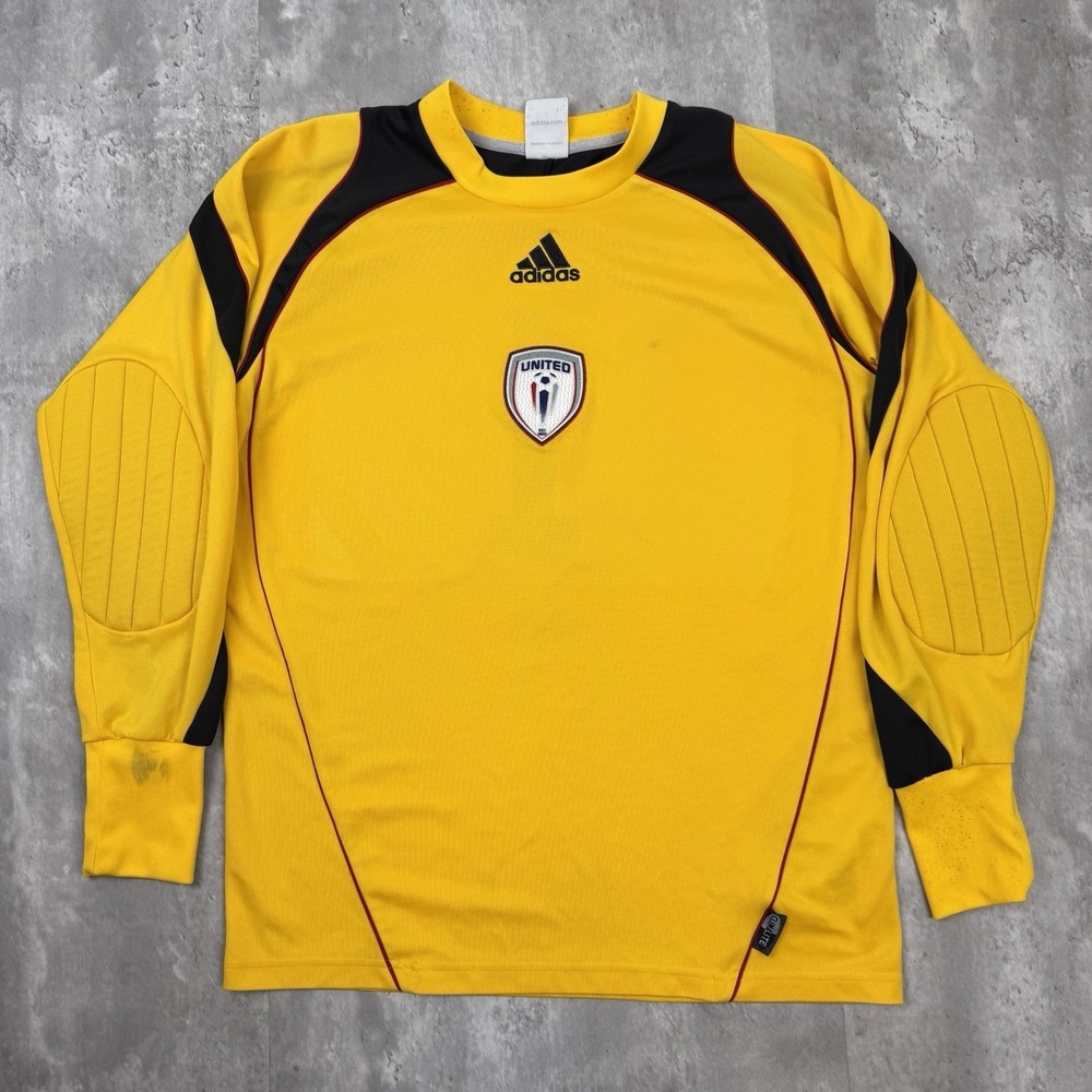 Vintage Adidas Goalkeeper Jersey Men's‎ S Yellow Long Sleeve Soccer United Y2K